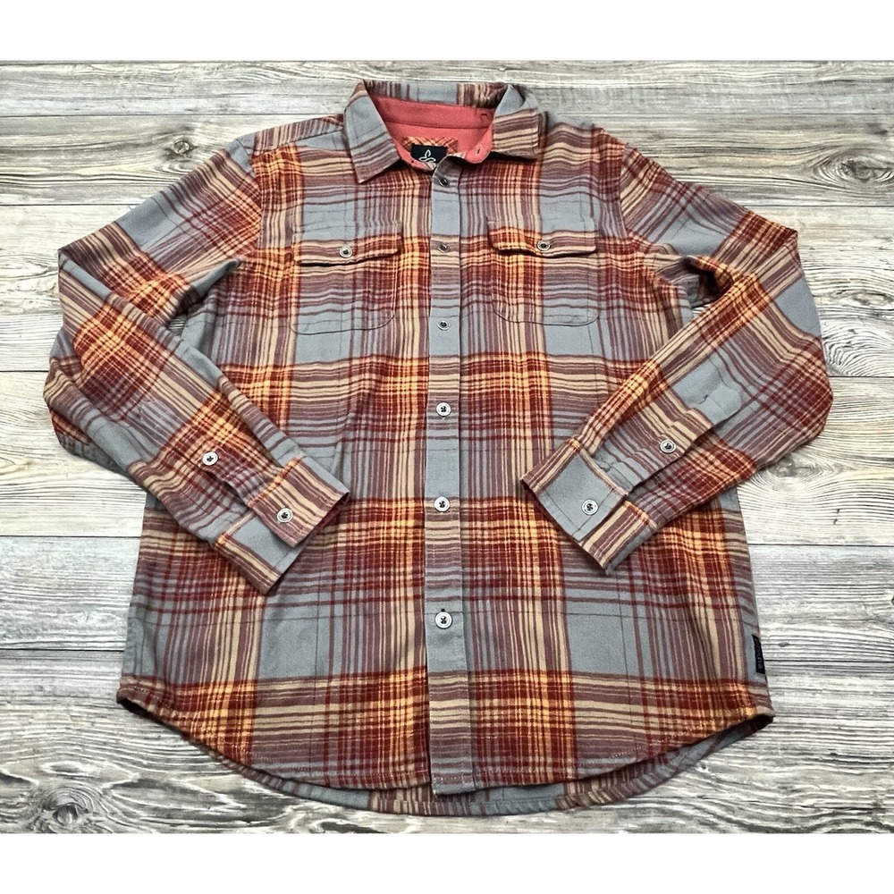 Prana Shirt Mens M Long Sleeve Flannel Button Front Gorpcore Rugged Outdoors